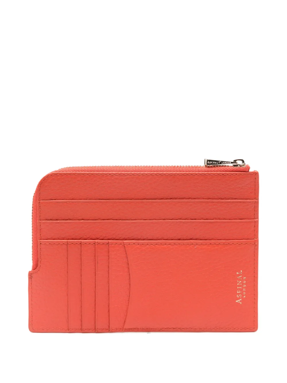 Aspinal Of London zipped pebble leather wallet Rood