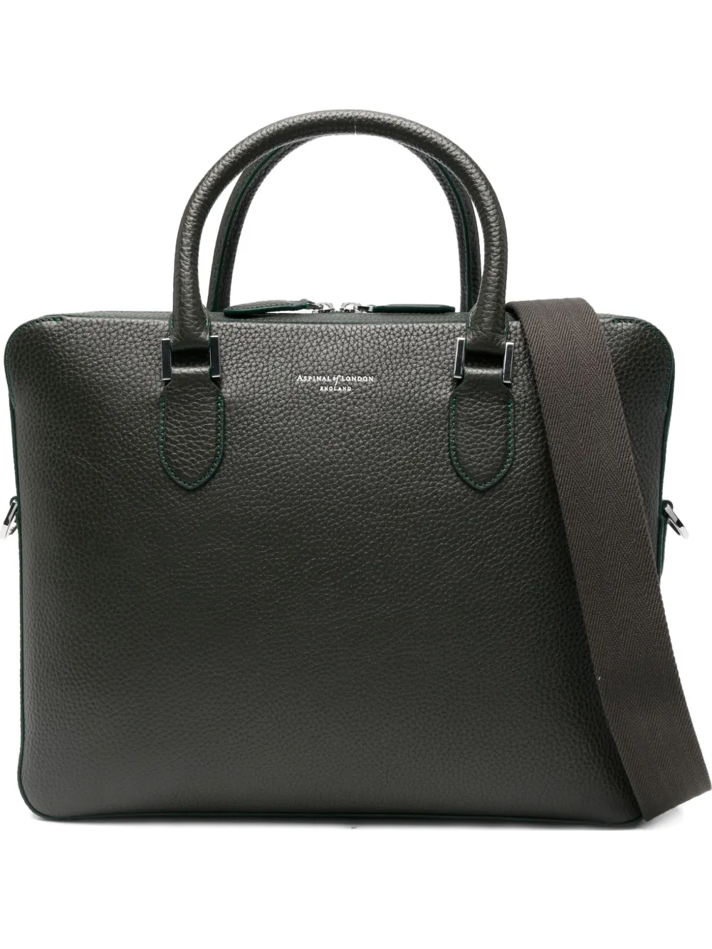 Aspinal Of London Mount Street leather briefcase - Verde