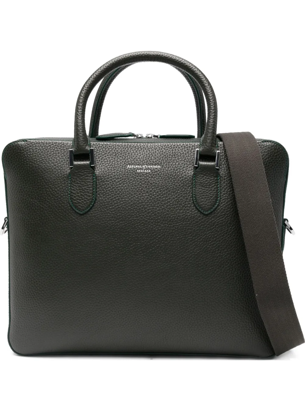 Aspinal Of London Leren aktetas Groen