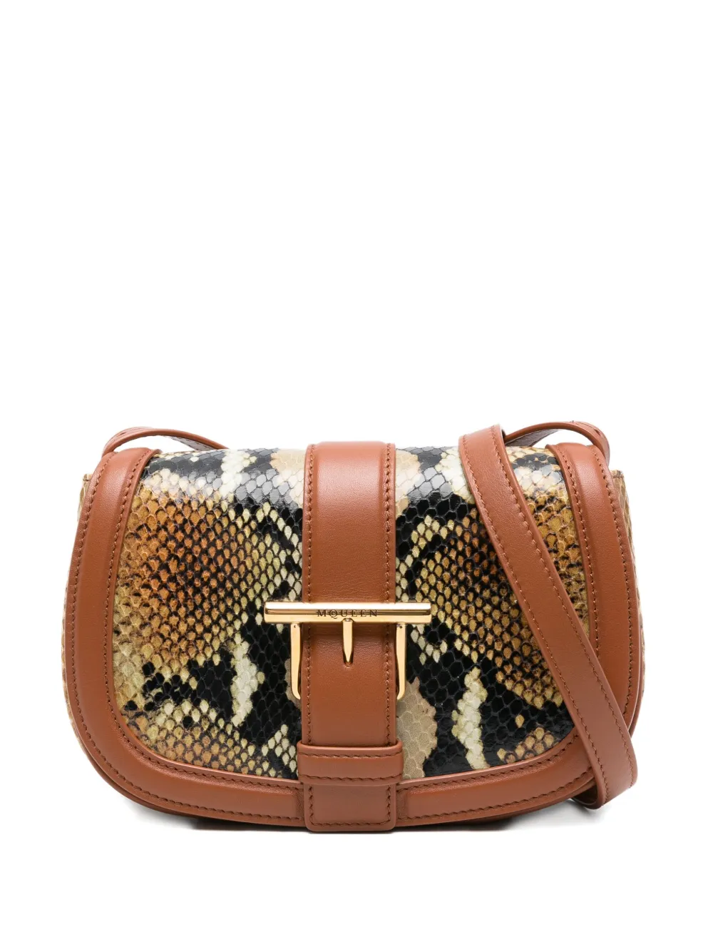 Alexander McQueen T-Bar leren mini-crossbodytas Bruin