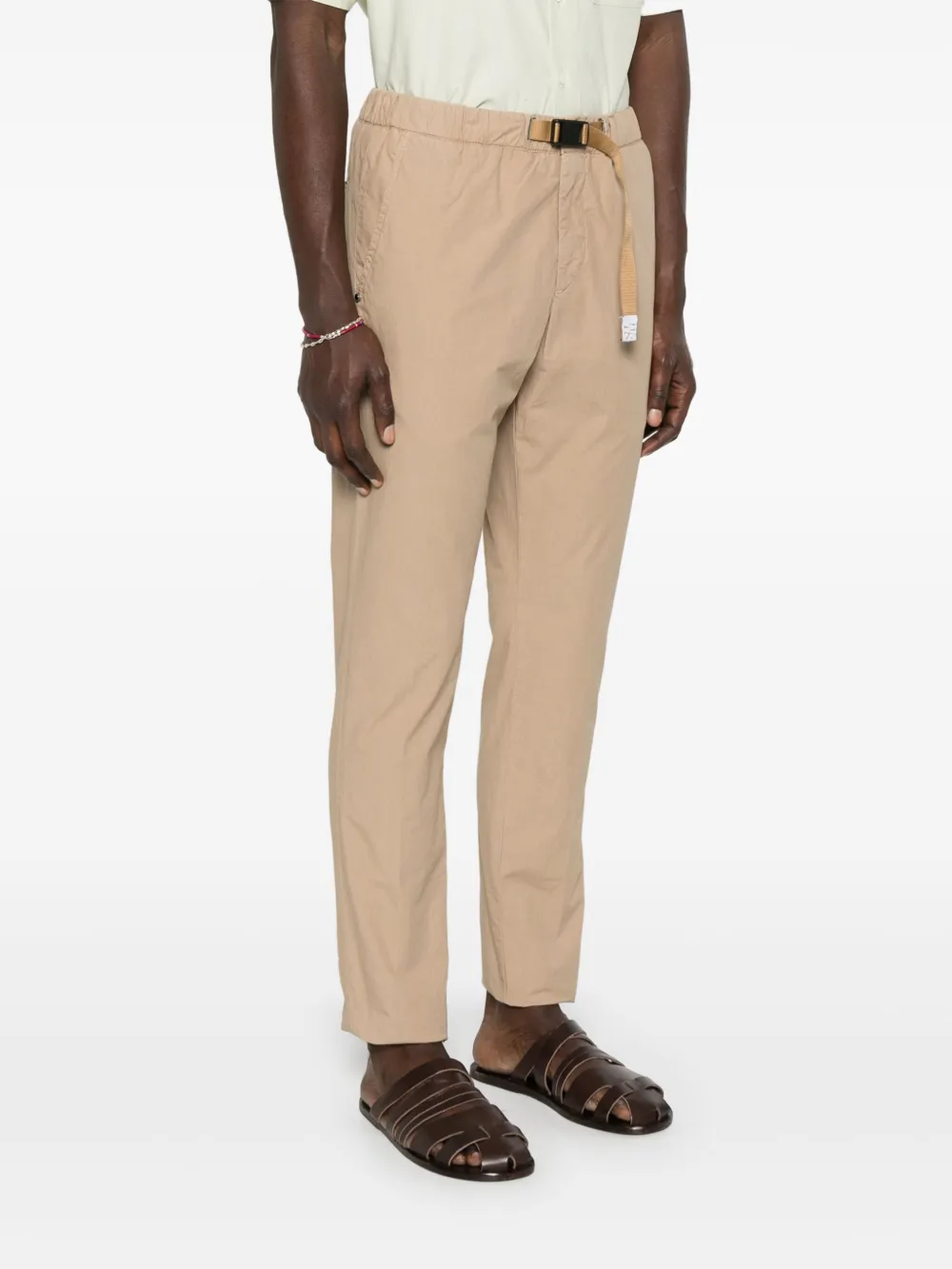 White Sand Broek met toelopende pijpen en elastische tailleband Beige