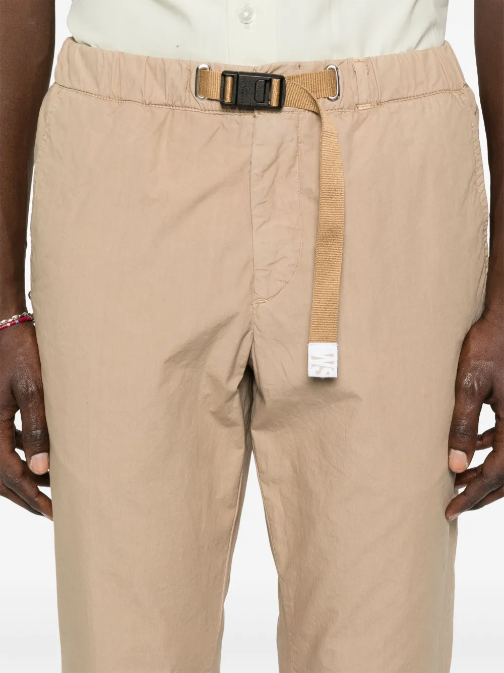 White Sand Broek met toelopende pijpen en elastische tailleband Beige