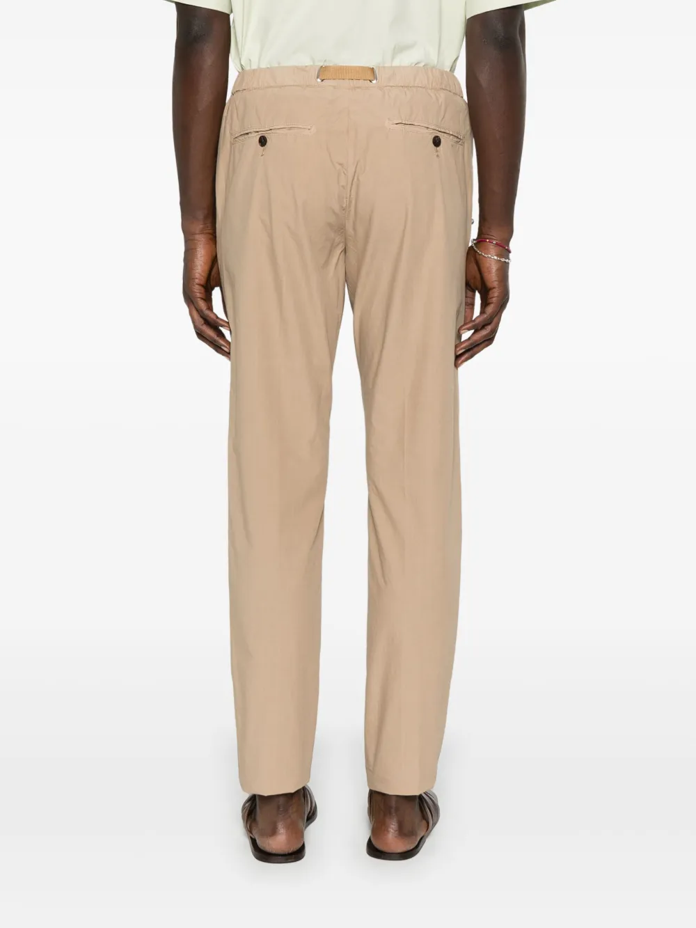 White Sand Broek met toelopende pijpen en elastische tailleband Beige