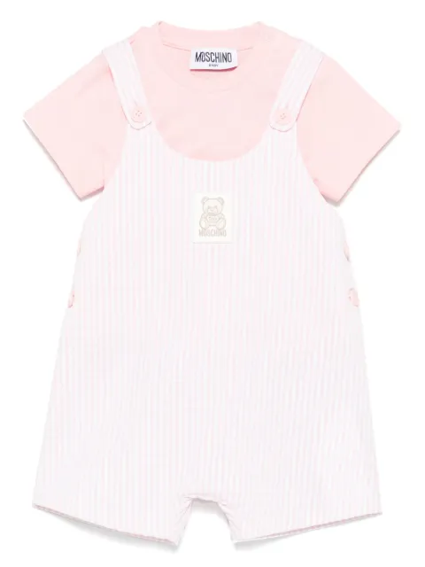 Moschino Kids striped dungarees set