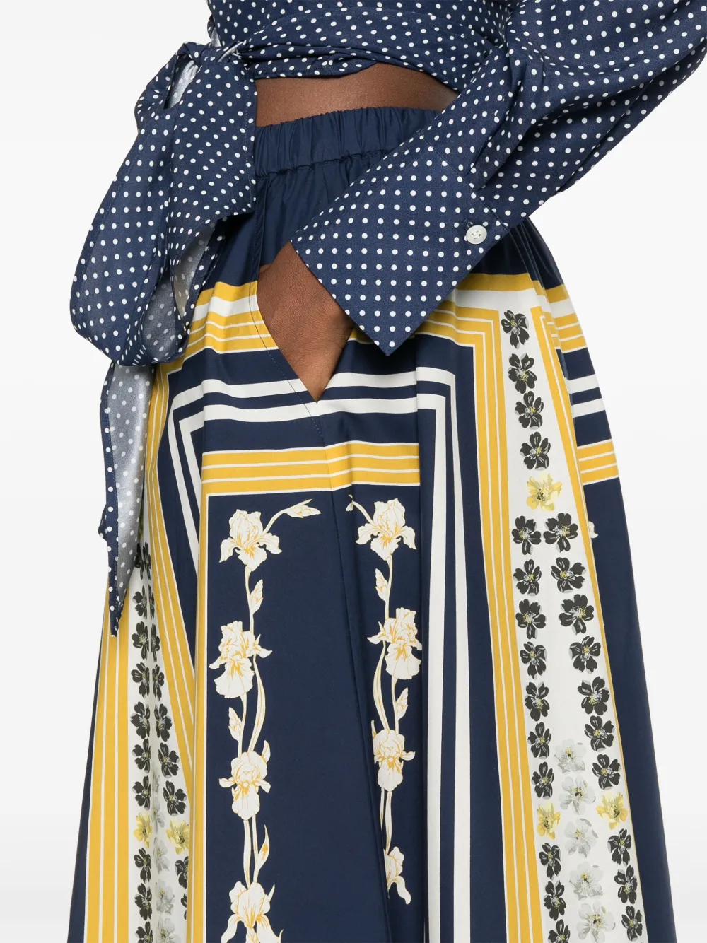 La DoubleJ Popeline midi-wikkelrok Blauw