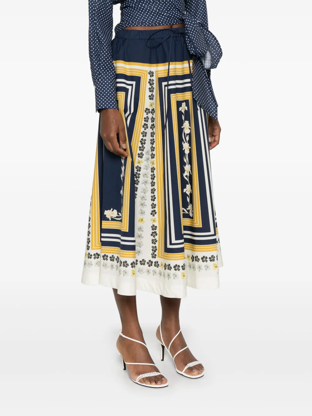 La DoubleJ Popeline midi-wikkelrok Blauw
