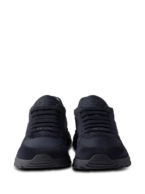 Prada Prax 01 suede-panelled Sneakers | Blue | FARFETCH