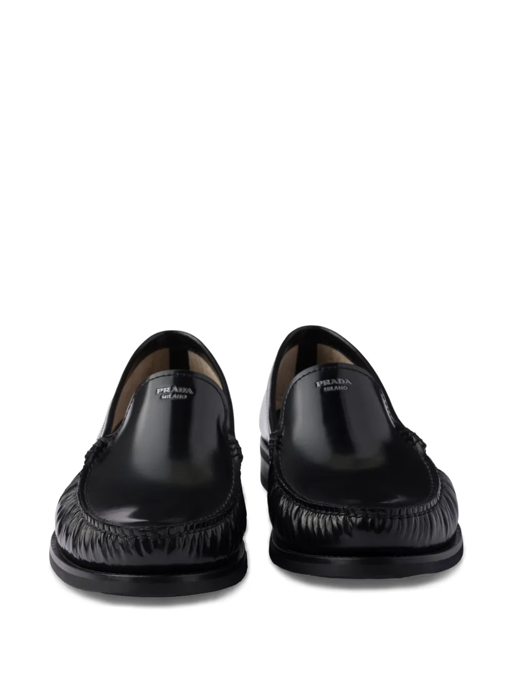 Prada brushed-leather loafers Black
