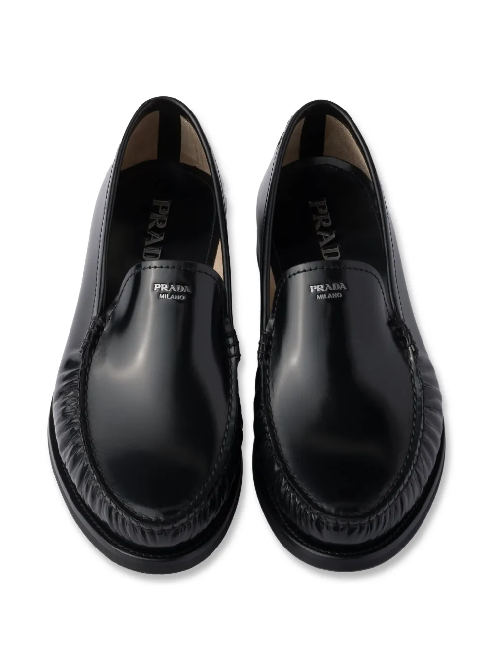 Prada brushed-leather loafers Black