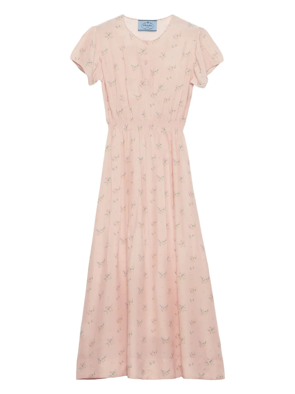 Prada Pongé midi-jurk met bloemen Roze