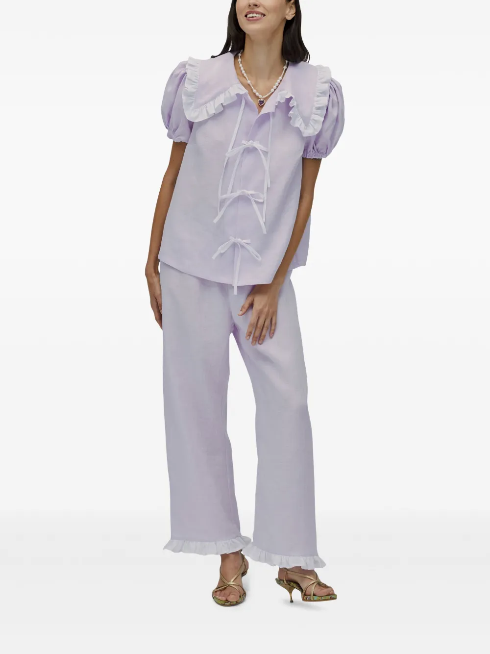 Sleeper Straight broek van organisch linnen Paars