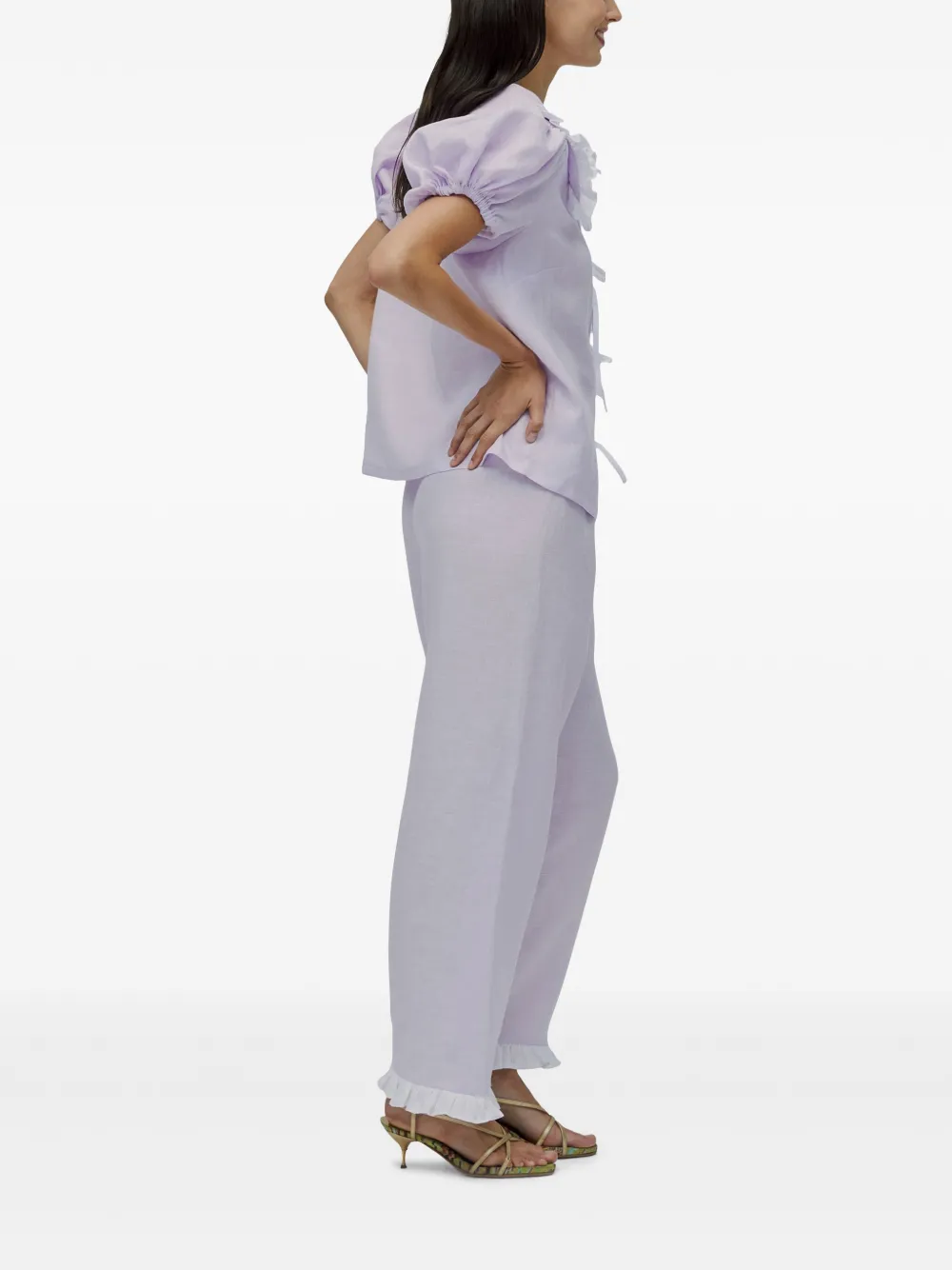 Sleeper Straight broek van organisch linnen Paars