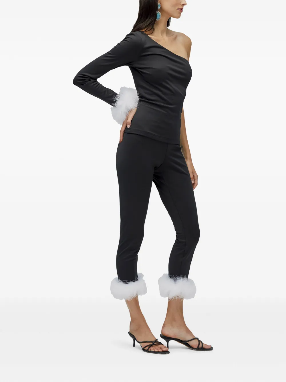 SLEEPER FEATHER-TRIM PYJAMA SET