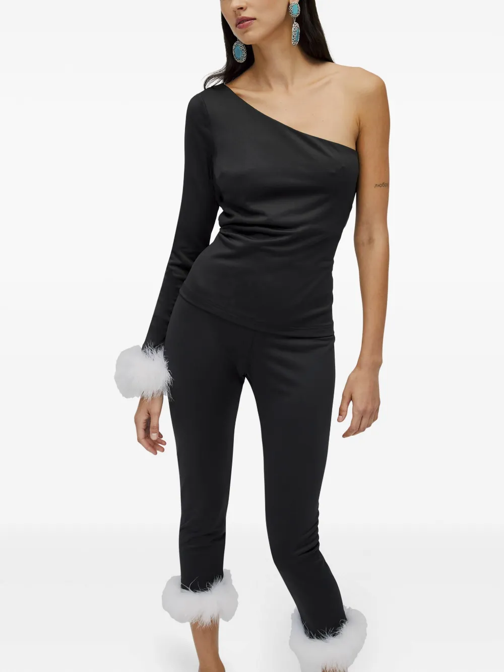 SLEEPER FEATHER-TRIM PYJAMA SET