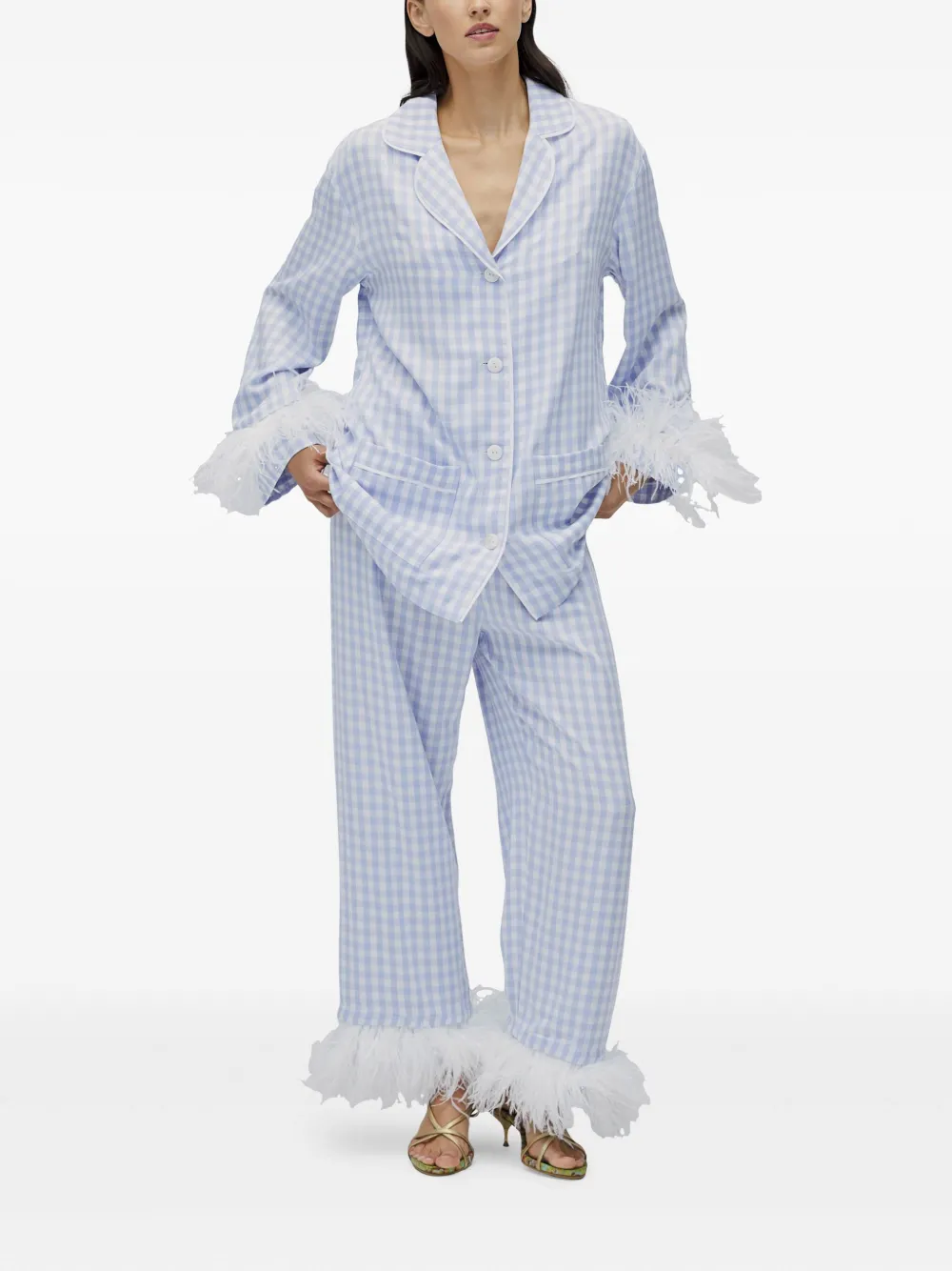 Sleeper Pyjama met gingham ruit Blauw