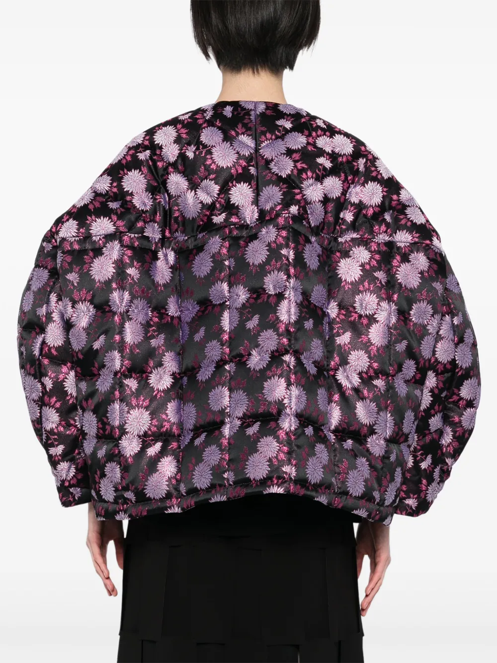 Comme Des Garçons Floral Detail Puffer Jacket | Black | FARFETCH
