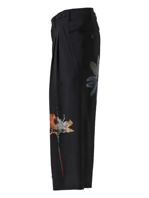 yohjiyamamoto シルクワイドパンツ Yohji Yamamoto シルク ワイドパンツ | ブラック | FARFETCH JP