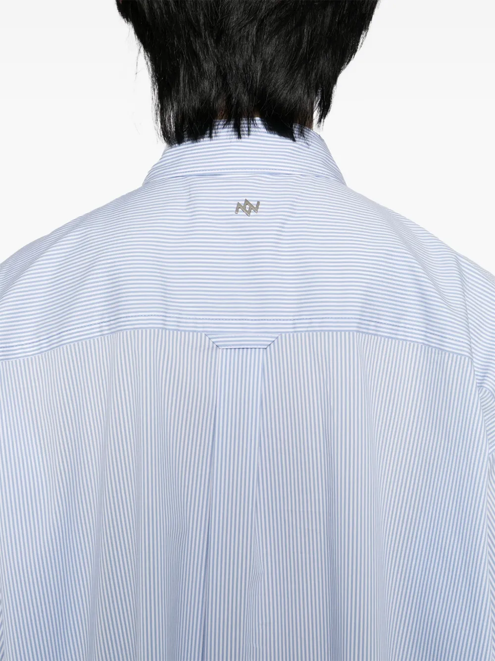 ZZERO BY SONGZIO Cropped overhemd met gewelfde afwerking Blauw