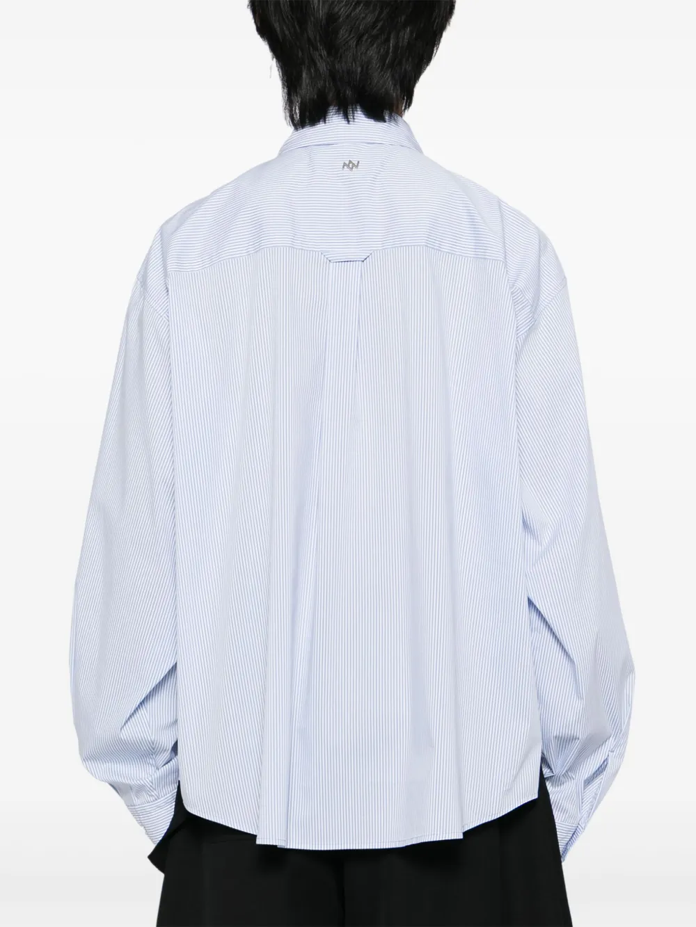 ZZERO BY SONGZIO Cropped overhemd met gewelfde afwerking Blauw
