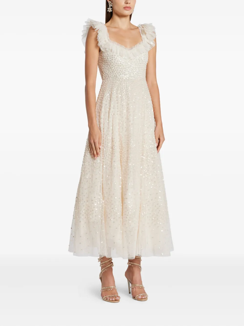 Needle & Thread Jurk met pailletten Beige