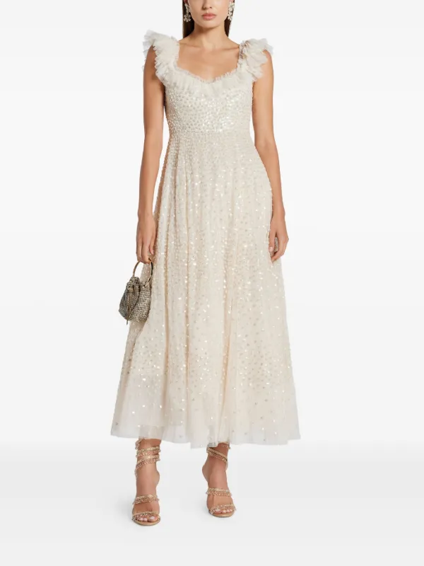 Needle & Thread Sequin-embellished Tulle Dress - Neutrals