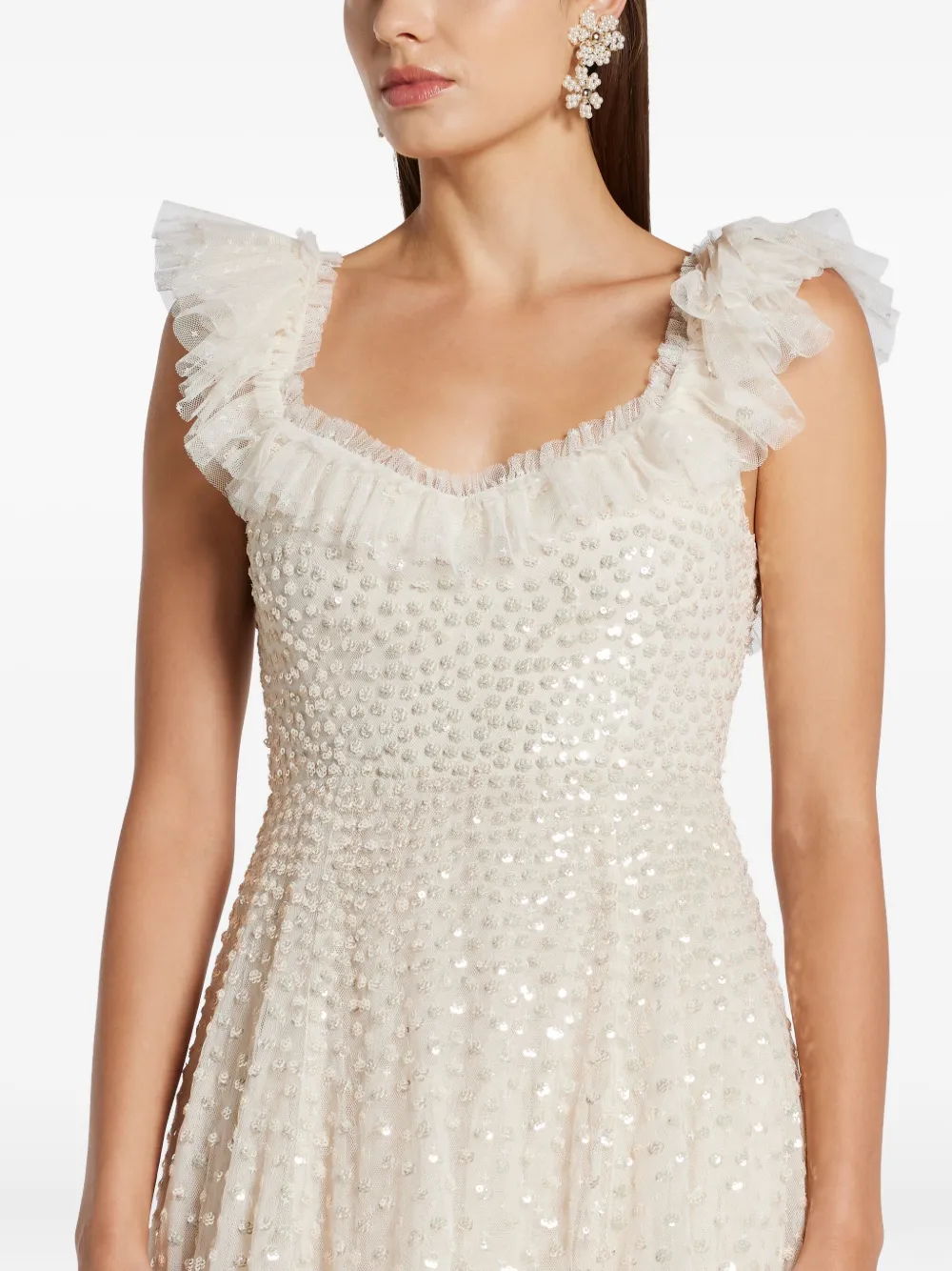 Needle & Thread Jurk met pailletten Beige