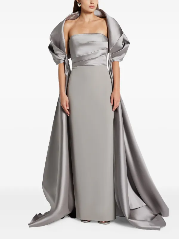 SOLACE LONDON Vera サテン ショール ロング ドレス 関税込み Solace London Vera Gown Dress | Grey | FARFETCH