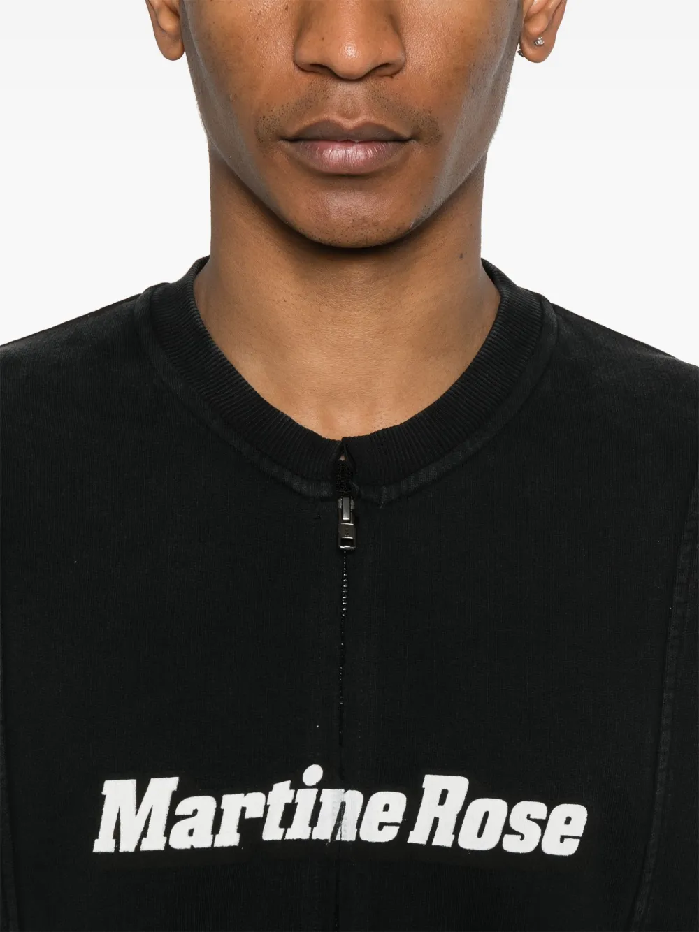 Shop Martine Rose Shrunken Zip-up Sweatshirt In Black