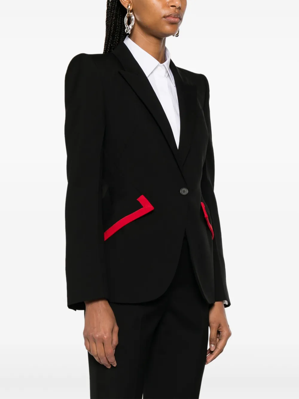 Alexander McQueen Blazer met puntige revers Zwart