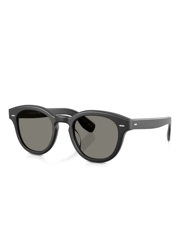 OLIVER PEOPLE ブラック ラウンド サングラス Oliver Peoples ラウンドフレーム サングラス | ブラック