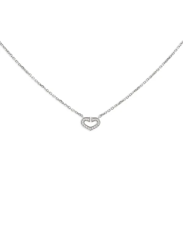 Cartier Collier Cœur Et Symbole En Or Blanc 18ct Serti De Diamants
