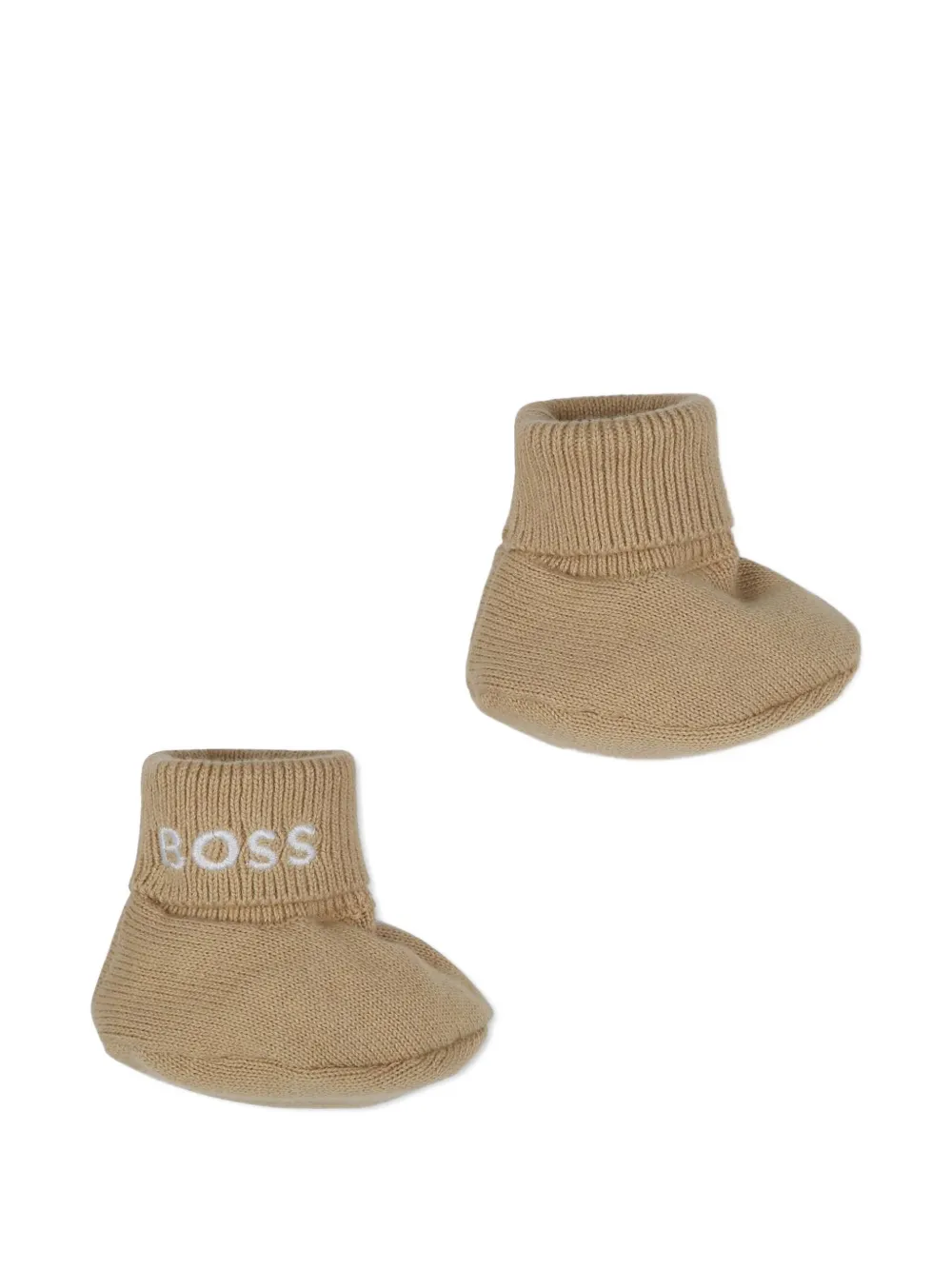 BOSS Kidswear Muts en babyschoentjes met borduurwerk - Bruin