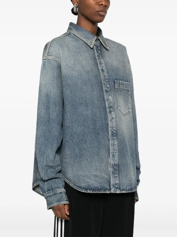 Balenciaga logo-embroidered Denim Jacket | Blue | FARFETCH