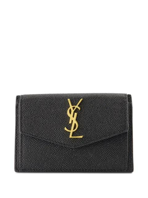 Saint Laurent محفظة جلد ببروش شعار الماركة