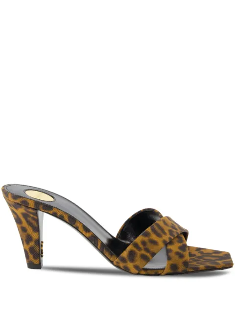 Saint Laurent mules con estampado de leopardo y tacón de 75mm