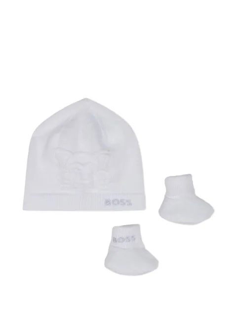 BOSS Kidswear ensemble bonnet-chaussures de pré-marche à broderies