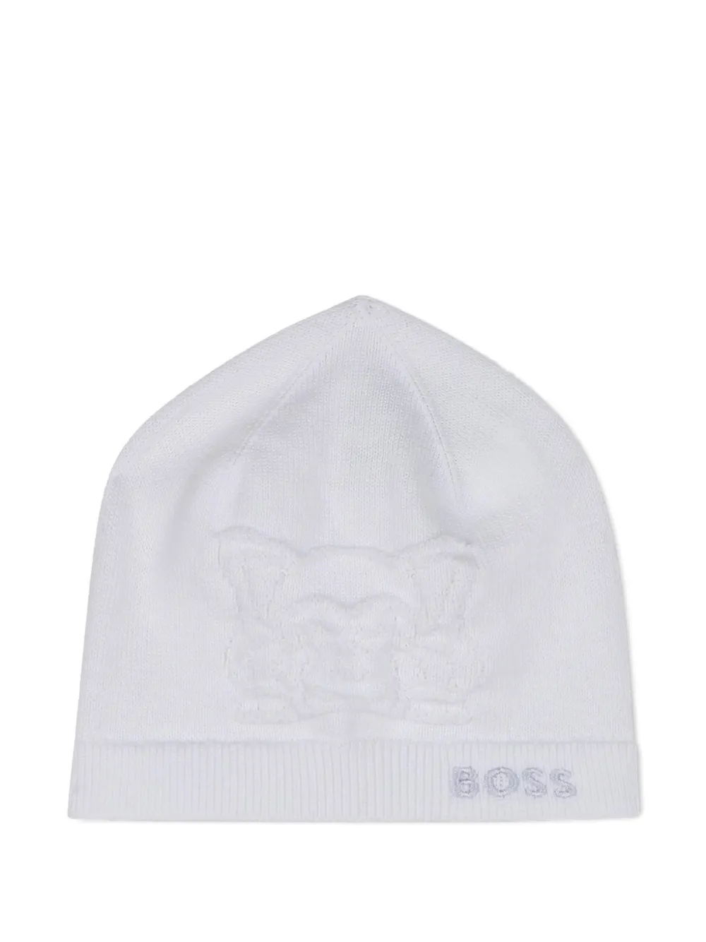 BOSS Kidswear Muts en babyschoentjes met borduurwerk Wit