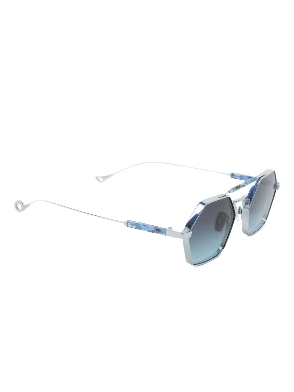 Eyepetizer Havana bril met geometrisch titanium montuur - Zilver