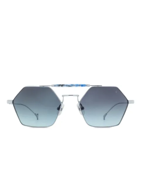 Eyepetizer Havana geometric titanium sunglasses