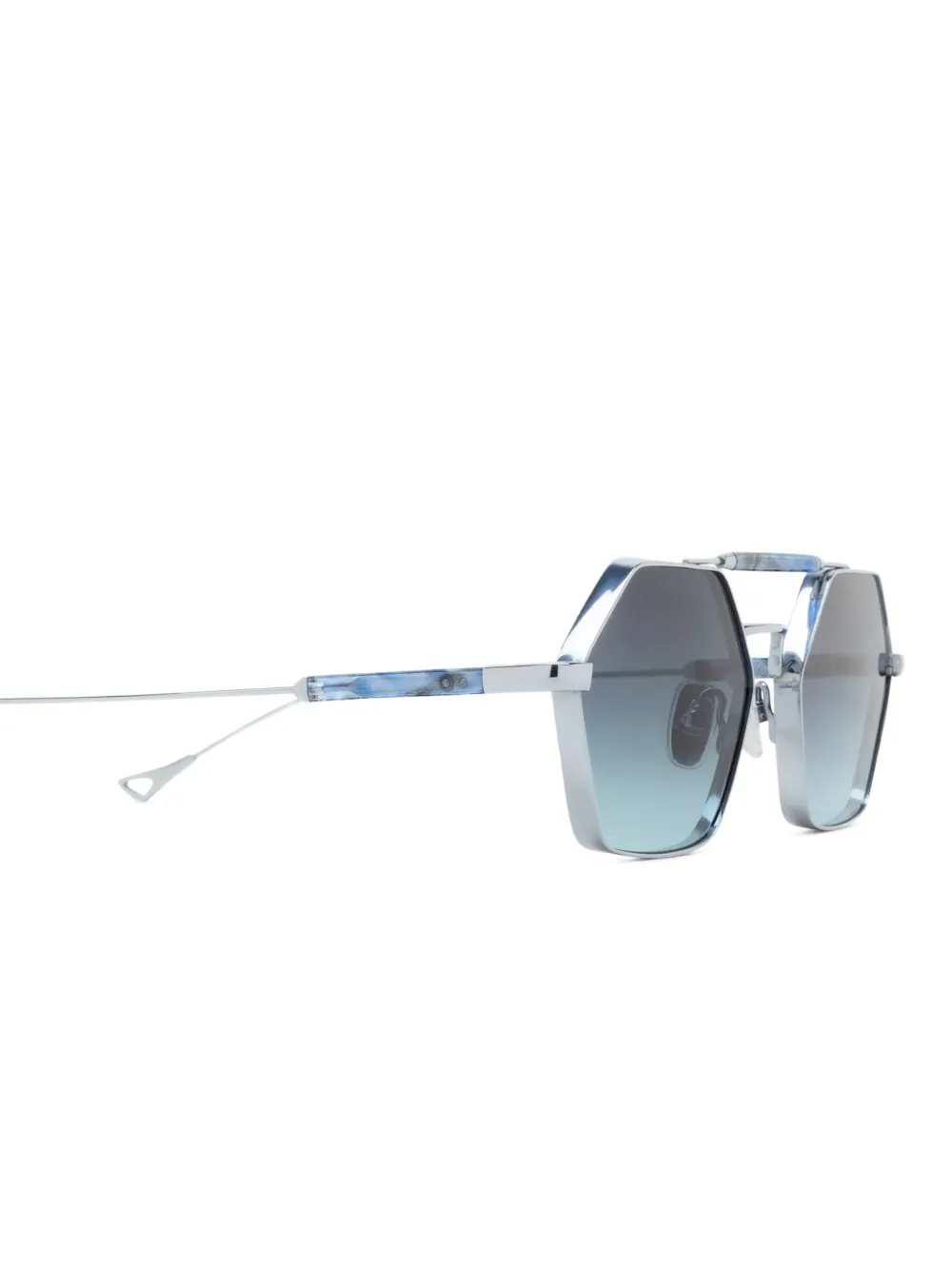 Eyepetizer Havana bril met geometrisch titanium montuur Zilver