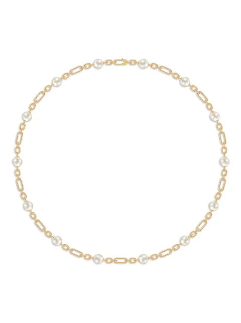 ROSEKEY 18kt Lock Your Love Gelbgoldhalskette mit Akoya-Perlen