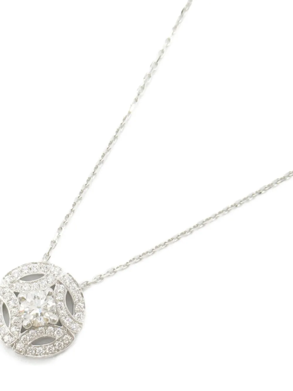 Pre-owned Cartier 2010s 18k White Gold Galanterie Diamond Necklace In Silver