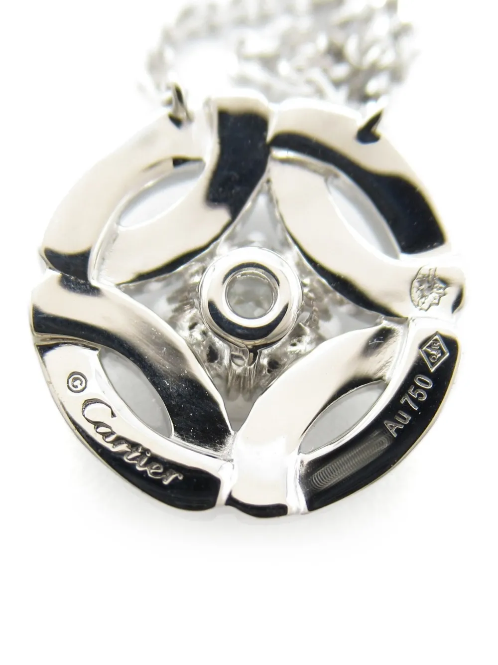Pre-owned Cartier 2010s 18k White Gold Galanterie Diamond Necklace In Silver
