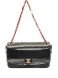CHANEL Pre-Owned 2014 striped shoulder bag - Black
