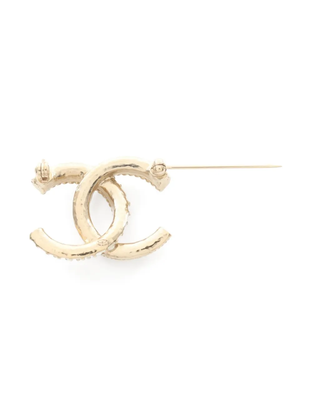 Pre-owned Chanel 1986-1988 Interlocking-cc Brooch In Gold