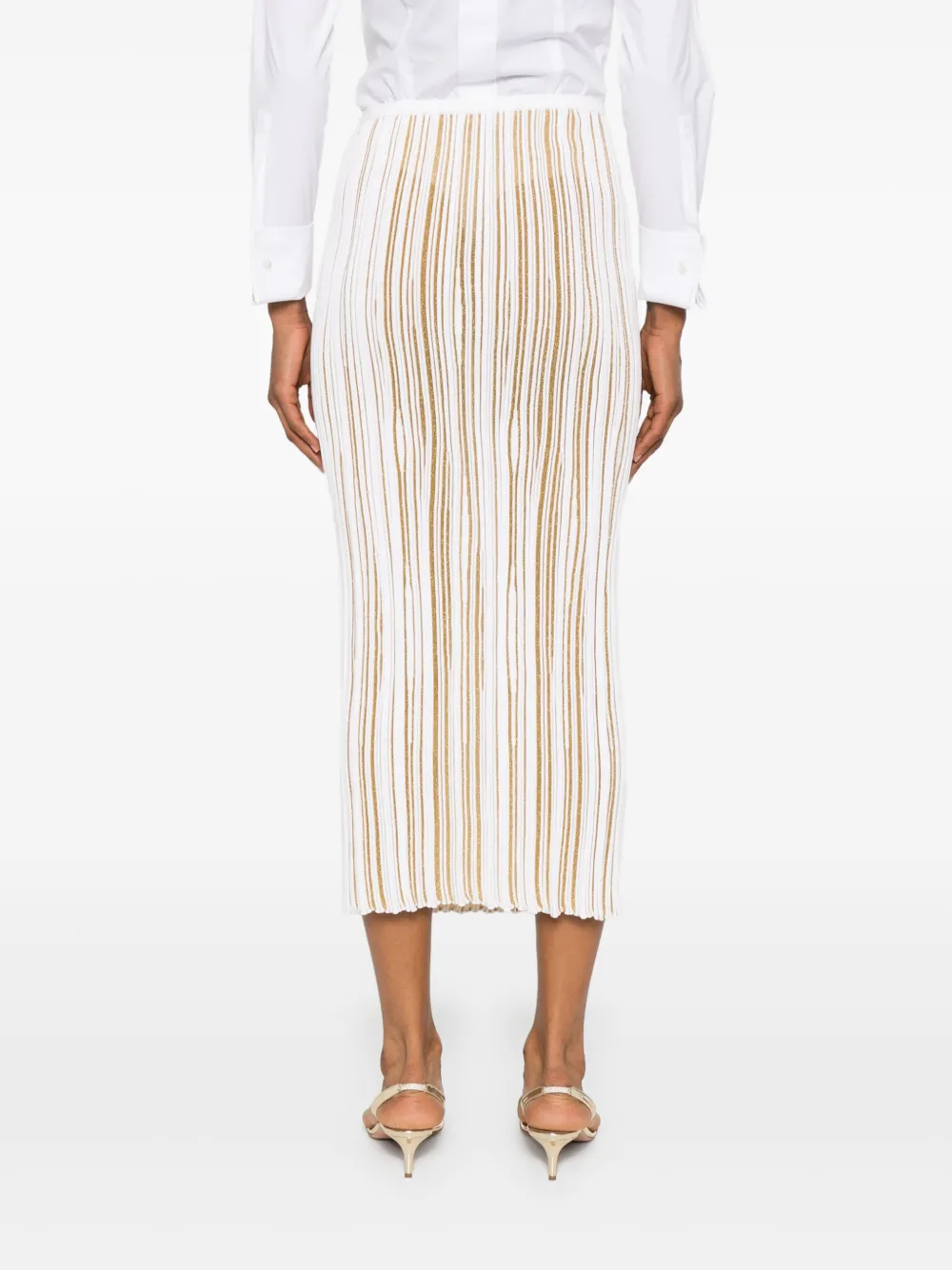 Giambattista Valli Geribbelde midi-rok Goud