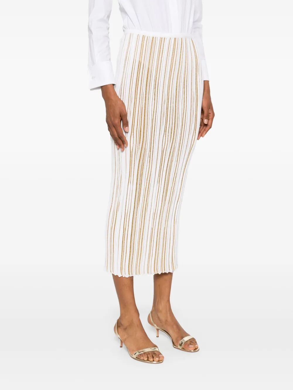 Giambattista Valli Geribbelde midi-rok Goud