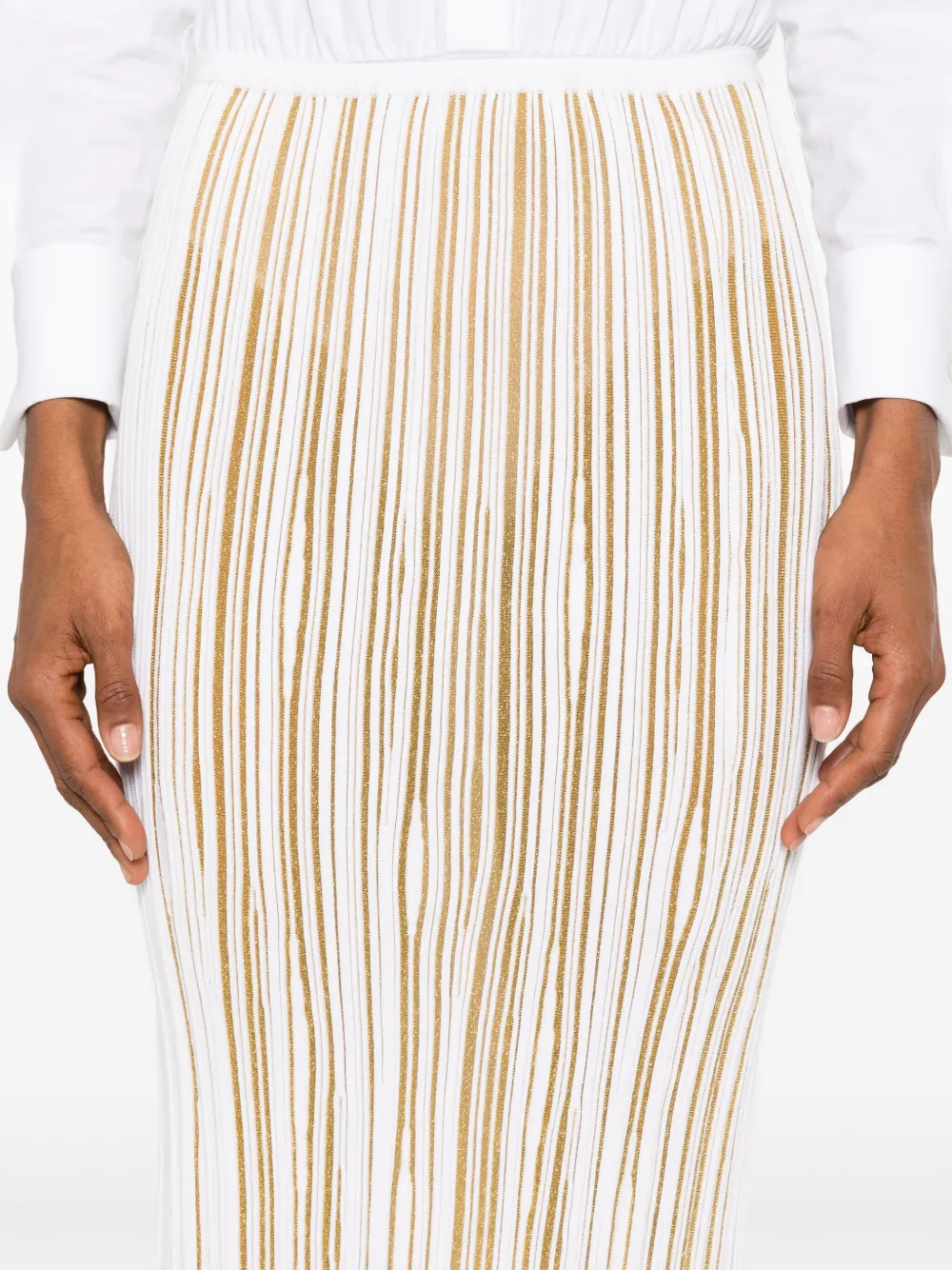 Giambattista Valli Geribbelde midi-rok Goud