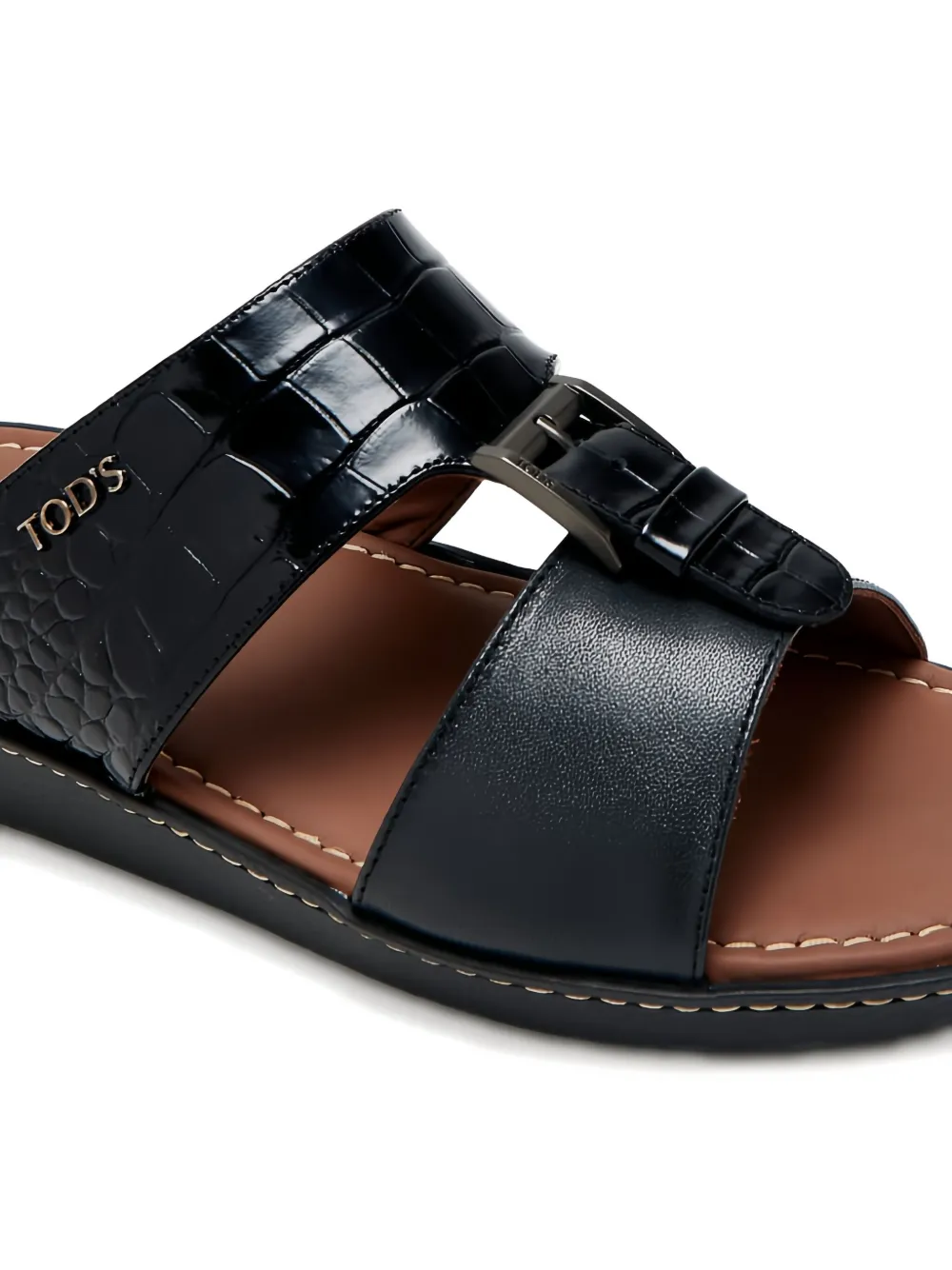 Tod's crocodile-embossed leather sandals Black