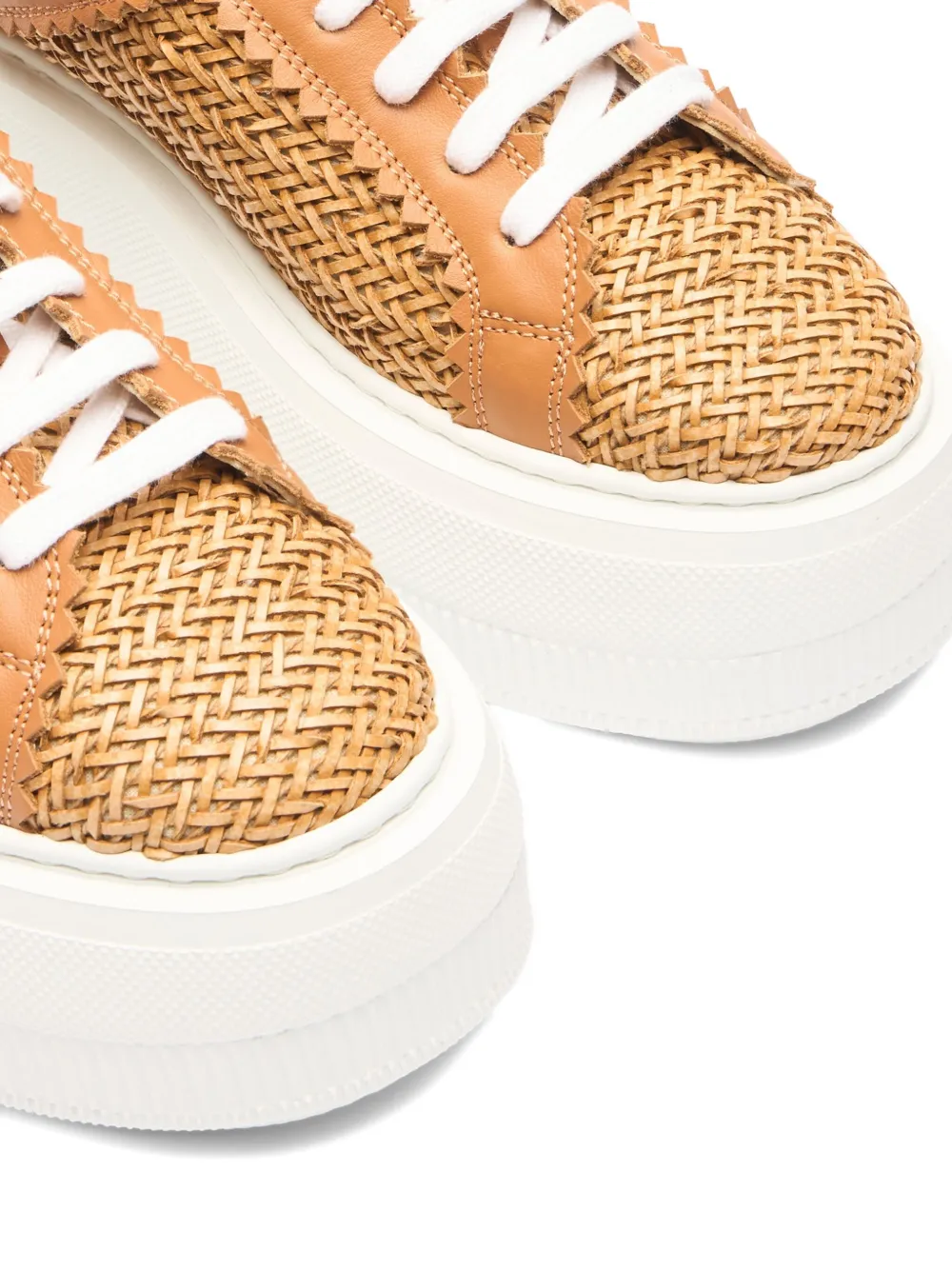 Casadei Nexus geweven sneakers met plateauzool Bruin